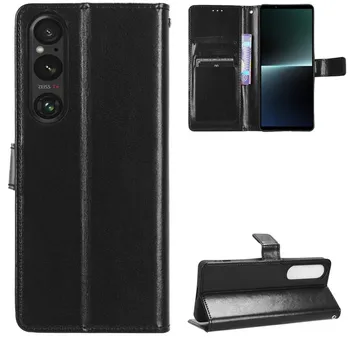Кожаный флип-чехол для Sony Xperia 1 VI 10 V VI 5 III Чехол-кошелек с отделениями для карт, подставкой, противоударным держателем, полная защита для бизнеса Sony Xperia 10 VI красный
