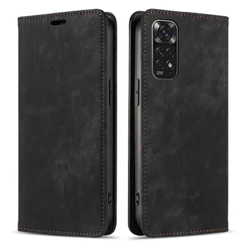 Кожаный чехол Xiaomi 13 с прочной магнитной застежкой для Redmi Note 11 Pro и A1 - Защитный чехол для телефона Redmi A1 PLUS серый