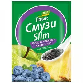 Смузи сухой Fitstart SLIM Черника-Яблоко-Ананас-Чиа, 20 г