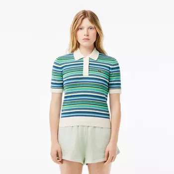 Женское вязаное поло Lacoste в полоску