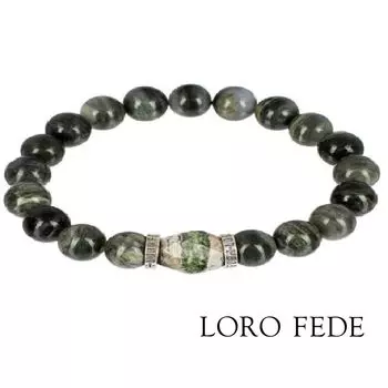 Браслет LORO FEDE Жизненный тонус из змеевика и серебра 925 пробы