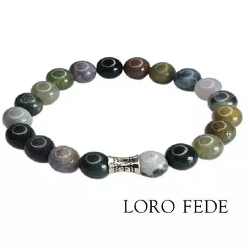 Браслет LORO FEDE Удача из агата, яшмы, нефрита, розового кварца, содалита и серебра 925