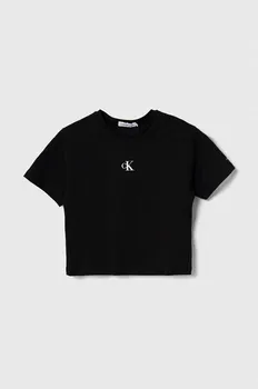 Детская хлопковая футболка Calvin Klein Jeans, черный