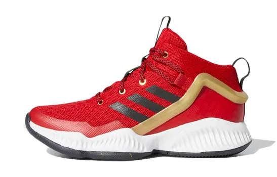 Баскетбольные кроссовки Lockdown J Kids GS Mid-top красные/черные/золотые Adidas