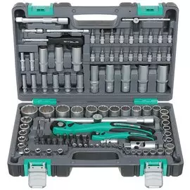 Набор слесарных инструментов Stels, 14122, 1/2", 1/4", 12-гранные, сталь, кейс, 109 предметов