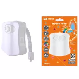 Ночник TDM Electric, Уют, настенный, пластик, 0.5 Вт, 4.5 В, с датчиком движения, RGB, 3хААА, SQ0357-0124
