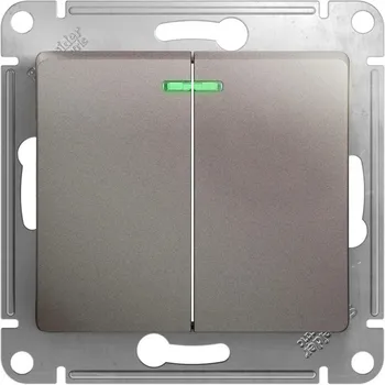 Выключатель двухклавишный с подсветкой (платина) Systeme Electric Glossa GSL001253