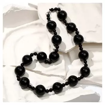Бусы шар №18 "Агат чёрный" через шар №6, 50см