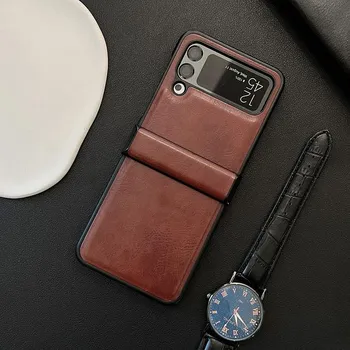 Кожаный чехол с защитой шарниров для Samsung Galaxy Z Flip 4 Flip 3 Flip4 Flip3 Zflip4, чехол Flip 4 5g, противоударный чехол на заднюю панель for galaxy z flip 3