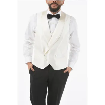 Шелковый жилет ACADEMY CERIMONIA двубортный с вырезом сзади Half-B Corneliani, White