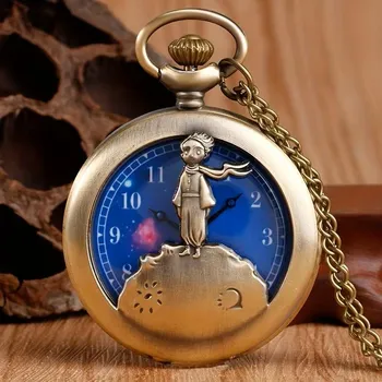 Винтажные ретро антикварные часы Little Prince Quartz Unisex для мужчин и женщин карманные часы кварцевые ожерелье кулон часы цепочка механизм повседневный классический циферблат ювелирные изделия подарок x1