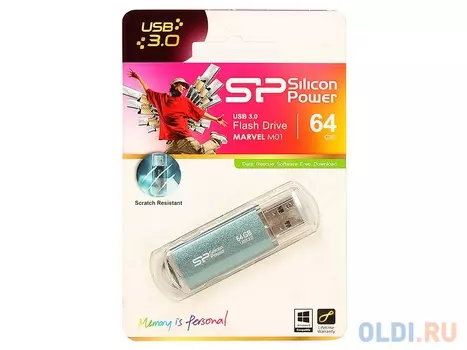 Внешний накопитель 64GB USB Drive <USB 3.0 Silicon Power Marvel M01 Blue (SP064GBUF3M01V1B)