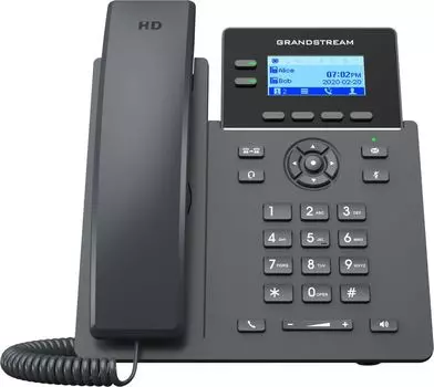 VoIP-телефон Grandstream GRP-2602P, 2 линии, 4 SIP-аккаунта, монохромный дисплей, PoE, черный, без БП (GRP2602P)