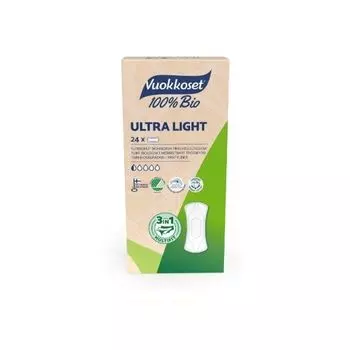 Прокладки гигиенические женские ежедневные без крылышек Ultra Light Bio Vuokkoset 24шт