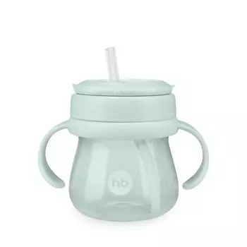 Поильник с трубочкой и ручками голубой Happy Baby/Хэппи Беби 250мл