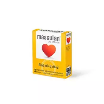 Презервативы с колечками и пупырышками Ribbed+Dotted Masculan/Маскулан 3шт