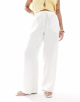 Широкие льняные брюки New Look Petite белого цвета