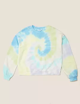 Свитшот из хлопка с принтом Tie Dye