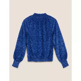 Свободный топ в горошек с высоким воротом, Marks&amp;Spencer