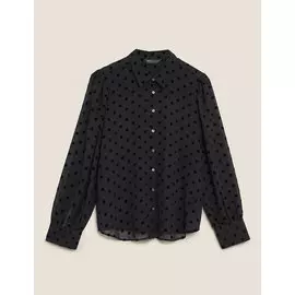 Рубашка с длинным рукавом в фактурный горошек, Marks&amp;Spencer