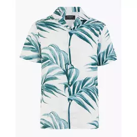 Рубашка из чистого хлопка с пальмовым принтом и отложным воротником, Marks&amp;Spencer