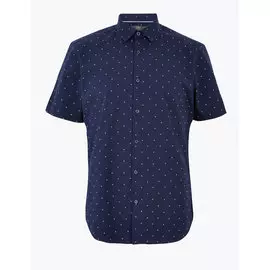 Рубашка из чистого хлопка с принтом в виде геометрических точек, Marks&amp;Spencer