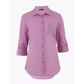 Рубашка из чистого хлопка свободного кроя с рукавами 3/4, Marks&amp;Spencer