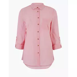 Рубашка из чистого хлопка свободного кроя с рукавами 3/4, Marks&amp;Spencer