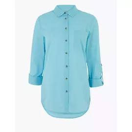 Рубашка из чистого хлопка свободного кроя с рукавами 3/4, Marks&amp;Spencer