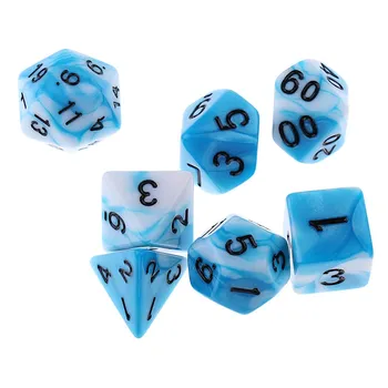 7шт многогранные игральные кости 16 мм D20 D12 D10 D8 D6 D4 для настольных игр Dungeons & Dragons синие розовые игральные кости игрушки для детей