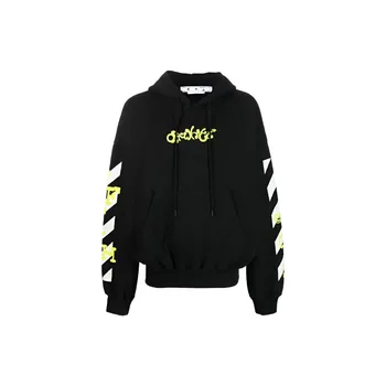 Off-White Opposite Arrow Свободная толстовка с капюшоном черного/лаймового цвета для мужчин OMBB110S23FLE0021050 M