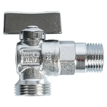 Кран шаровой угловой Bugatti Miami DN8 1/2"x3/4" НР латунь ручка бабочка