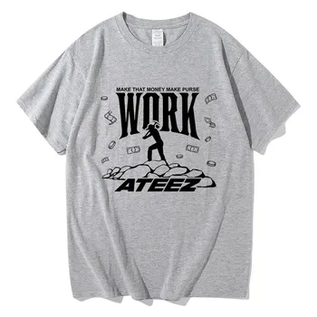 Футболка Ateez Work Vector, модная мужская футболка Harajuku Aesthetic Graphic, унисекс, высокое качество, повседневные винтажные хлопковые футболки S