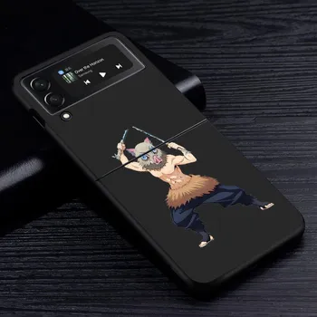 Чехол для мобильного телефона Samsung Galaxy Z Flip3 5G Flip4 черный чехол Z Flip 4 3 жесткий ПК роскошный чехол Zflip3 Funda Demon Slayer милый Samsung Z Flip3 5G