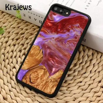 Роскошный защитный чехол Krajews из деревянной смолы для iPhone 14 5 6s 7 8 plus X XR XS 11 12 13 pro max Samsung Galaxy S21 S22ultra iPhone 6plus