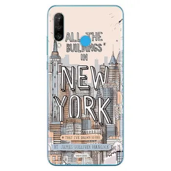 Нью-йоркский модный мягкий силиконовый чехол из ТПУ для Huawei P40 P30 P20 Pro P10 P9 P8 Lite E Plus 2019 2017, чехол для телефона HuaweiP40 Lite E