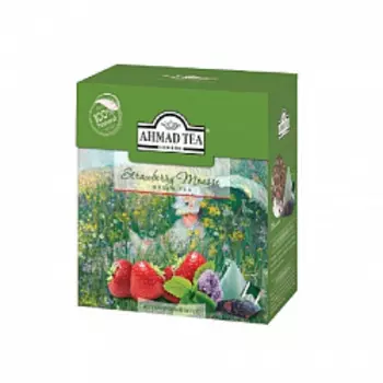 Чай Ahmad Tea Клубничный мусс зеленый, 20 пир.