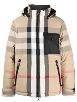 Клетчатая куртка с капюшоном BURBERRY, нейтральный