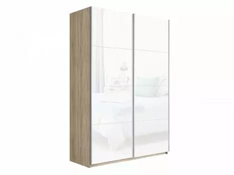 Шкаф-купе Прайм 2-х дверный Дуб сонома/Белый снег 1400