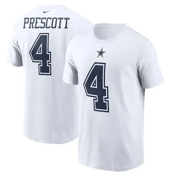 Мужская белая футболка Dak Prescott Dallas Cowboys с именем и номером Nike