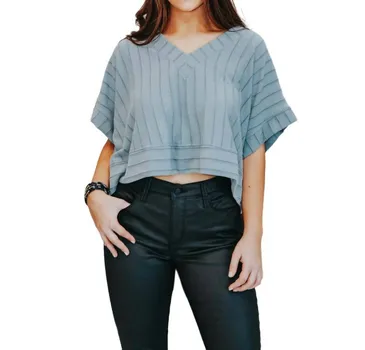 Crop Til You Drop Топ в цвете Dusty Blue umgee