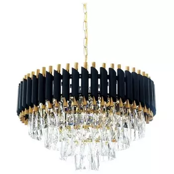 Подвесная каскадная люстра хрустальная Lumina Deco LDP 6003-550 BK+F.GD