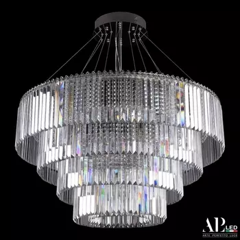 Подвесная каскадная люстра хрустальная светодиодная APL LED Sicilia SH09.93.4D.A.Ni.4000