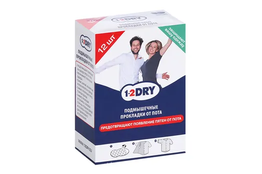Прокладки 1-2 Драй от пота д/подмышек L, 12 шт, белые