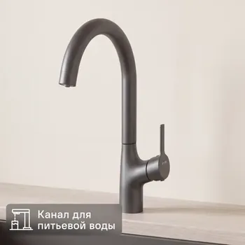 Смеситель кухонный Am Pm с подключением к фильтру цвет черный