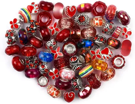 6/24/48 шт. Ассорти европейских бусин с цветными бусинами Lampwork, бусины со стразами для самостоятельного изготовления браслетов с подвесками 6pcs небесно-голубой