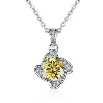 Bague Ringen Ветряная мельница Ожерелье с микроинкрустацией Подвеска из камня Моссам Один карат Стерлингового серебра S925 Платина с покрытием Простое ожерелье Подвеска 1ct length 45cm чёрный