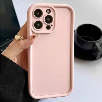 Матовый силиконовый чехол для телефона цвета конфет для iPhone 16 Pro Max 15 Plus 14 13 Pro 12 11 XS противоударный мягкий чехол из ТПУ iPhone 15 чёрный