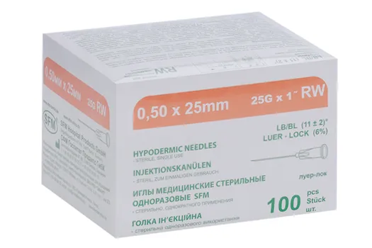 Игла инъекц СФМ 25G (0,50х25 мм), 100 шт