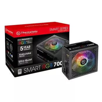 Блок питания Thermaltake ATX 700W Smart RGB 700 80+ (24+4+4pin) APFC 120mm fan color LED 6xSATA RTL